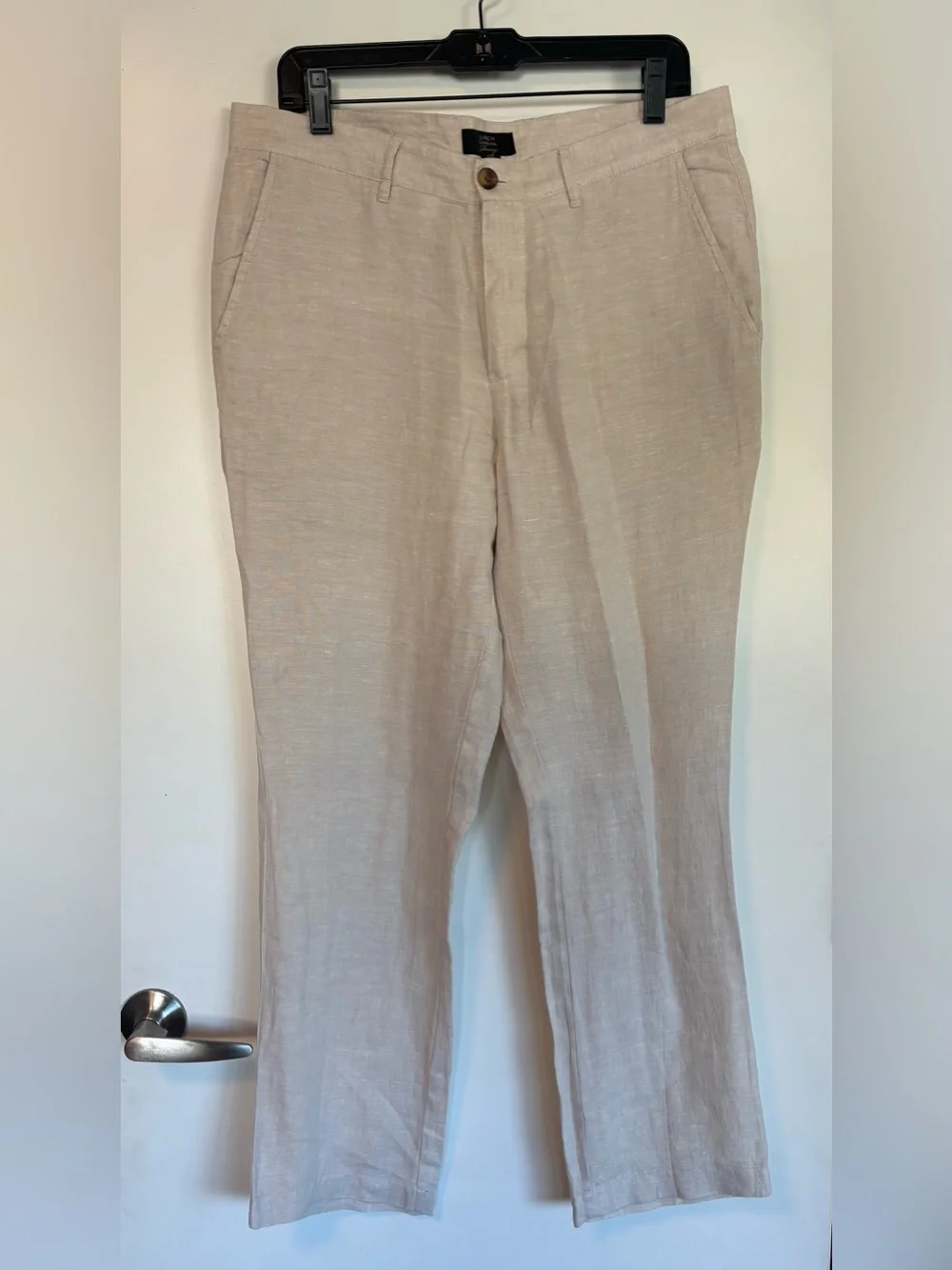 Club Room Men's Cream Straight-Leg Linen Pants size 32x30 in Natural Khaki